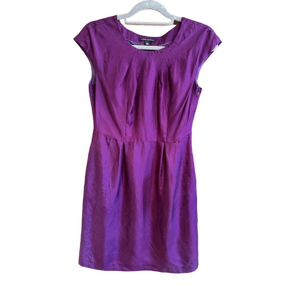 Banana Republic Purple Pleated Knee Length Silk  Dress Size 6